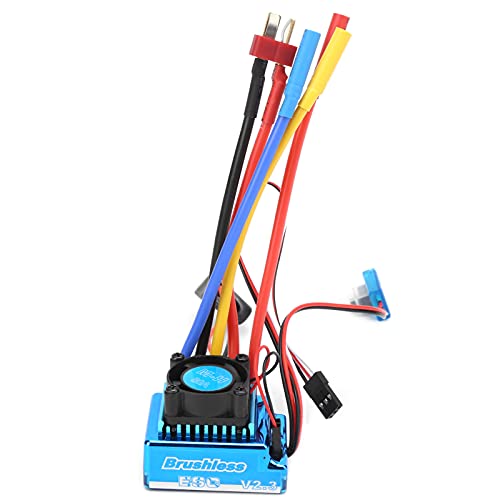 80A Brushless ESC Electric Speed Controller, Waterproof Brushless ESC for 1/10 1/12 RC Car and Boat, Sensorless Compatible with Cooling Fan Removal for Underwater Use