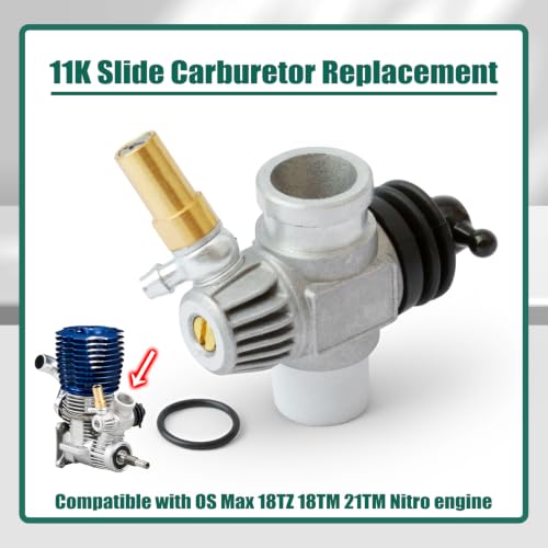 YUXIVCNE 21982000 11K Slide Carburetor Compatible with OS Max 18TZ 18TM 21TM Nitro Carb Replacement 3-Needle Adjustable Smooth Throttle & Easy Tuning Sealed Sturdy Precise Fuel Control