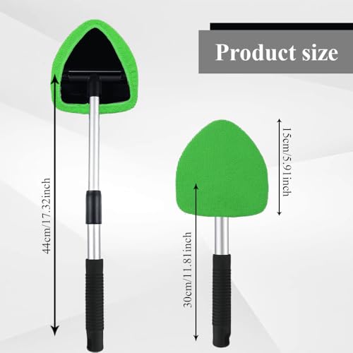 Windshield Cleaning Tool, Car Window Cleaner, Windshield Cleaner with 4 Washable Reusable Microfiber Pads and Extendable Handle, Auto Glass Wiper Cleaning Kit Universal for Car (Green) - color: Green