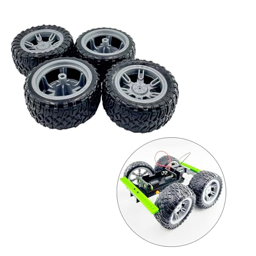 4PCS Toy Car Wheel 60mm Model Car Rubber Tire Wheel with Metal Shaft Axles for RC Car Truck DIY Model Toy Building Project (3x60mm) - style: 3x60mm
