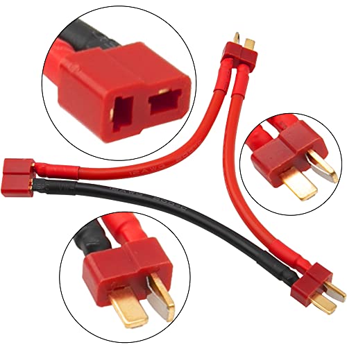 2Pcs HIRCQOO RC Car Serial Series Cable Adapter Compatible with XT90 Large Tamiya Traxxas EC5 XT60 EC3 T Plug for RC Truck Boat Lipo Battery ESC (T Plug) - style: T Plug