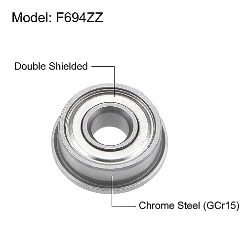 uxcell F694ZZ Flanged Ball Bearing 4x11x4mm Double Shielded Chrome Steel Flange Bearings, 4pcs - size: 4x11x4mm