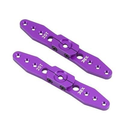 DJX 2Pack 25T Double Servo Horn Steering Arm 70mm Long for Airplane Futaba Savox Power Motor 1/8 1/10 RC Car(Purple) - color: Purple