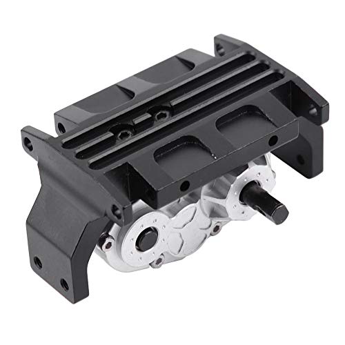 RC Transfer Case, 72mm CNC Machined Metal Gearbox with Mount for SCX10 D90 1/10 RC Crawler Car Black Silver
