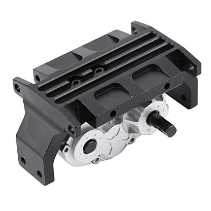 RC Transfer Case, 72mm CNC Machined Metal Gearbox with Mount for SCX10 D90 1/10 RC Crawler Car Black Silver
