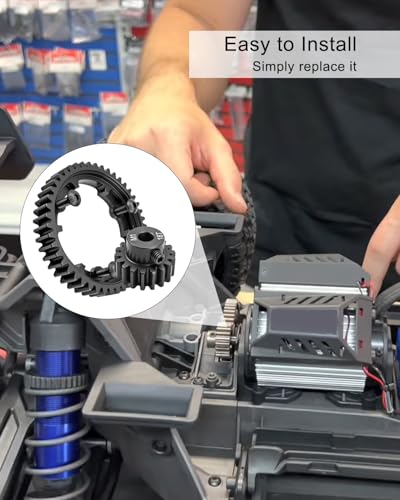 Hardened Steel 46T Spur Gear 1 Mod ＆ 18T Motor Pinion Gear, Fit for Traxxas 1/5 X-Maxx 1/7 XO-1 1/10 Maxx/E-Revo 2.0 VXL Replace #6447