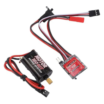 Changor 30A Mini Brush ESC Powerful Brushed Electronic Speed Controller with Brake for 1/16 1/18 /24 RC Cars Boats Compact Design (60T) - size: 60T