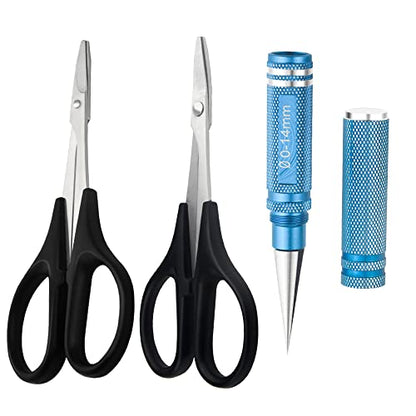 3Pack RC Body Reamer Hole Puncher with Curved and Straight Scissors RC Car Body Mounting Wide Body Kit for 0-14mm Hole Punching and Trimming (Round-Shell-Blue)