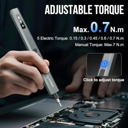 STREBITO 144-Piece Upgraded Electric Screwdriver | Max 0.7 N.m, 120 Magnetic Bits, 5-gear Torque Adjustment, Precision Screwdriver Set, Repair Tool Kit for Electronics and PC - color: Upgraded-blue