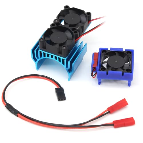 Dual Fan Motor Heatsink and VXL-3s ESC Cooling Fan 3340 for Slash Rustler Stampede Hoss 4X4 VXL RC Cars (Blue, 6 Inches)