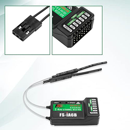 Flysky 6CH FS-iA6B Receiver Fits FS-i4 FS-i6 FS-i6X FS-i10 Transmitter | 2.4G PPM Output Flysky Receiver with iBus Port Fits RC Car RC Boat Remote Control