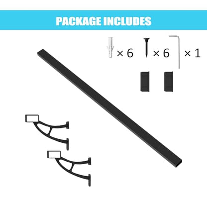 Foot Rail Kit–Wall Mounted Bar Railing Multiple Sizes (3 Feet) | Black Heavy Duty Metal Railing Hardware, Combined Installation and Sturdy Square Tube Design, for Restaurant, Bar,Office,Home - size: 3 Feet