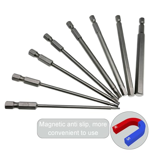 1/4" RC Hex Driver Bits 1.5mm 2mm 2.5mm 3mm 4mm 5mm 6mm 8mm Hex Head Allen Wrench Drill Bits Set for Screwdrivers Electric Screwgun/Power Drill(8PCS)