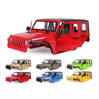 1/10 RC Jeep Car Hard Body Shell Kit, Open Shell Kit 313mm Wheelbase for RC Crawler Car Axial SCX10 90046 90047 RGT EX86100 (Red) - color: Red