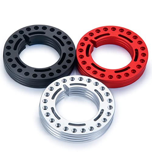 4pcs Aluminum 1.9inch RC Beadlock Wheel Rim Replacement Ring for 1/10 RC Crawler Car 1.9" Wheels/Rims (Red) - color: Red