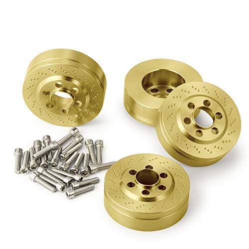 MORLORDY 4PCS RC Brass 2.2 Beadlock Wheels Weights for 1/10 Scale SCX10 D90 Wraith 90048 90018 RR10 RC Wheel Weights Accessories - size: 2.2 Inch
