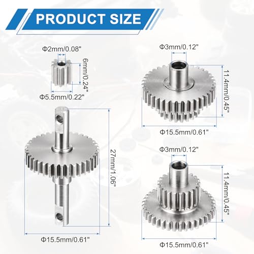 MECCANIXITY Stainless Steel 40.3:1 Transmission Gear Set, High Speed Pinion Diff Gear with Four Sizes for TRX4M 1/18 RC Crawler Car, Silver - style: 40.3:1 with Silver