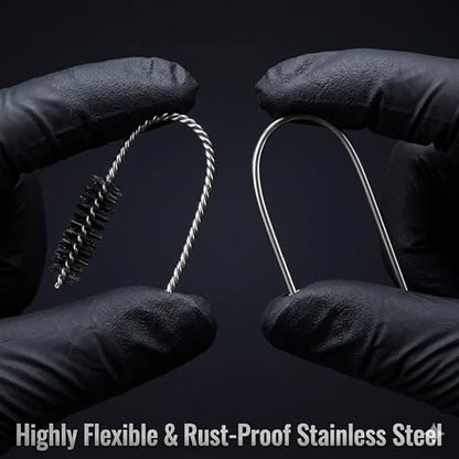 32-Piece Carburetor Cleaning Brush & Needle Kit, Micro Dirt Jet Cleaner Tool Set for Small Engine, Motorcycle, ATV, Weed Eater, Airbrush and Chainsaw, Stainless Steel Wire with Hex Wrench
