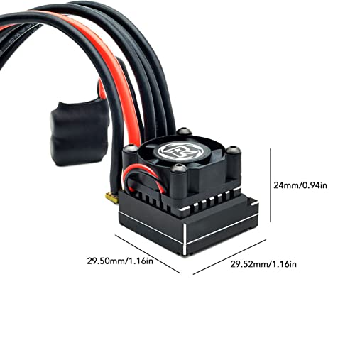 Changor 380 Sensored Brushless Motor Combo with TS80A ESC Efficient Output for 1/12 1/14 RC Cars Black Aluminum