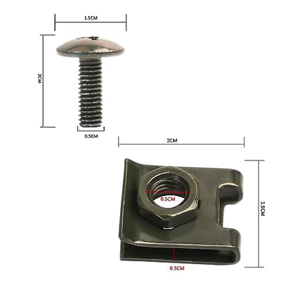Minho 15Pcs U-Shaped Fasteners with M6 Screw Hole in Carbon Steel Material Applied to Car Hood Fenders Bumper License Plat.15Pcs U Tape Nut Clip Set - style: M6 Screw+U Tape Clips 15PCS