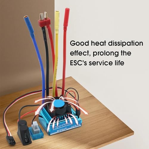 RC Car Brushless ESC, 80A Electronic Speed Controller, Waterproof Brushless ESC for 1/10 RC Car, Boat, Aluminum Alloy, Plastic