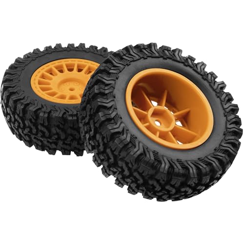 4Pcs HIRCQOO 1.9" RC Crawler Tires OD 90mm Rubber Tire and Plastic Wheel Rims 12mm Hex Compatible with 1/10 Axial SCX10 D90 Tamiya CC01 TF2 TRX4 RC Crawler (Brown) - color: Brown