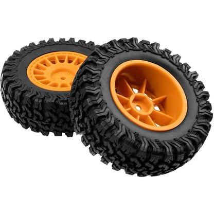 4Pcs HIRCQOO 1.9" RC Crawler Tires OD 90mm Rubber Tire and Plastic Wheel Rims 12mm Hex Compatible with 1/10 Axial SCX10 D90 Tamiya CC01 TF2 TRX4 RC Crawler (Brown) - color: Brown