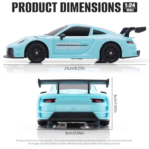 RC Drift Car, 1:24 4WD Remote Control Cars Vehicle with LED Light,2.4GHz 20KM/H High Speed RC Cars with Two Batteries & Drifting Tires Racing Sport Toy for Adults Boys Girls Kids Blue - color: Blue