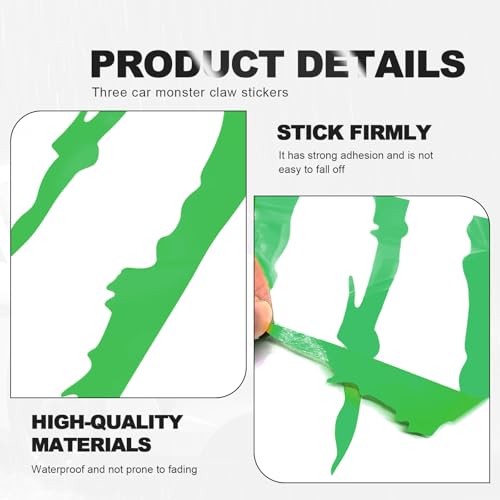3-Pack Vinyl Claw Mark Decals | Hood, Headlight & Body Scratch Stripe Stickers for Car, Truck, SUV, Motorcycle (Green) - color: Green