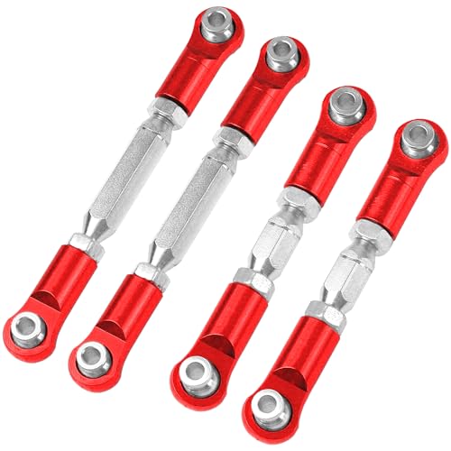 Metal Turnbuckles Rod Camber Links Steering Linkage Tie Rods Pull Rod Compatible with Arrma Granite 4X4 Senton 4X4 Mega550 1/10 RC Car (Red) - color: Red
