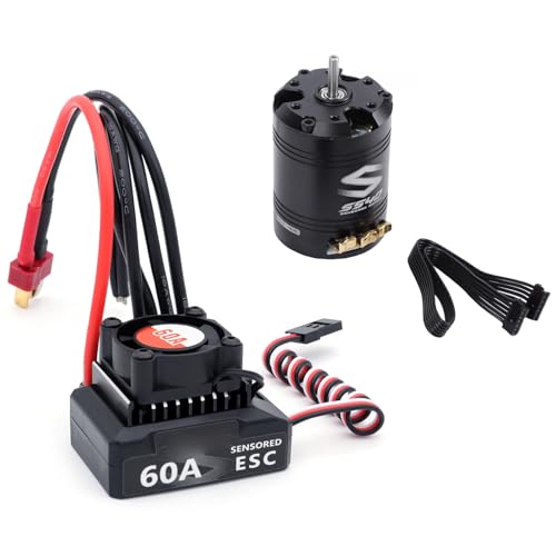 Keenso S540 Brushless Motor, Sensorless Power System, S60A ESC Combo with Built in BEC for 1/10 1/12 RC Cars (21.5T)