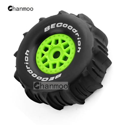 1/7 1/8 RC Short Course Truck Car Tires and Wheels Rims 17mm Hex Snow Sand Buggy Desert Tyres for 1:7 Or 1:8 Scale RC Off Road Truck Car TRAXXAS UDR 85086-4 ARRMA YK4072 DF7 4Pcs (B Green) - color: B Green