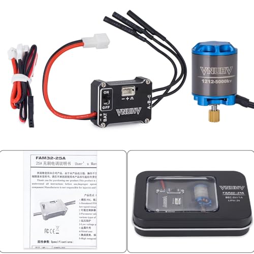 Brushless Motor ESC Combo,1212 5000KV Outrunner Rotor Motor,25A ESC for 1/30 Axial SCX30 Bronco Jeep RC Crawler Upgrade Parts