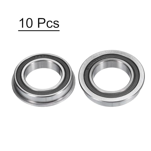 uxcell F6804-2RS Flanged Ball Bearing 20x32x7mm Double Sealed Chrome Steel Flange Bearings, 10pcs - size: F6804-2RS 20x32x7mm