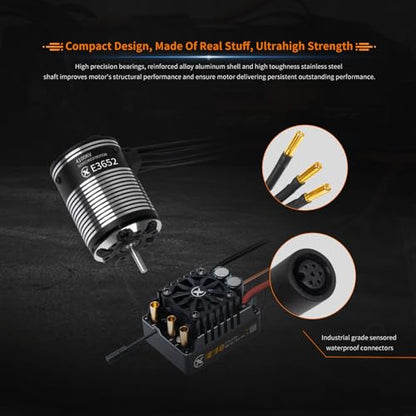 XC E3652 & E10 Sensored Brushless Motor and ESC Combo for RC Car,2-3S Lipo,IP67 Water Proof,Applicable to:1/10 On-Road,Off-Road,Short Course(Light Load) - size: 3300KV+E10 XT60