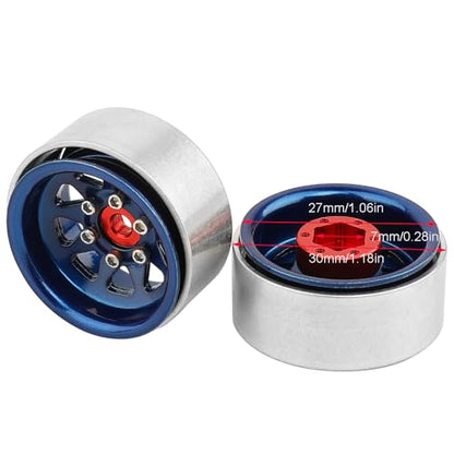 1.0 Beadlock Wheel -3.78mm Offset Wheel Rims for 1/18 1/24 RC Crawler Car Axial AX24 SCX24 FMS FCX24 TRX4M Upgrades (Dark Blue) - color: Dark Blue