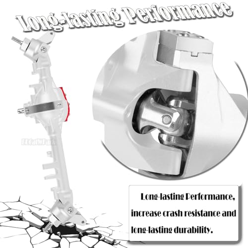RC Front Rear Axles Upgrades Part for 1/10 SCX10 SCX10 II 90046 90047,Aluminum Alloy Front Rear Axle Hops Up,Silver - color: Silver/Red - (Axles)