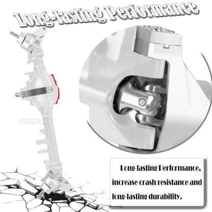 RC Front Rear Axles Upgrades Part for 1/10 SCX10 SCX10 II 90046 90047,Aluminum Alloy Front Rear Axle Hops Up,Silver - color: Silver/Red - (Axles)
