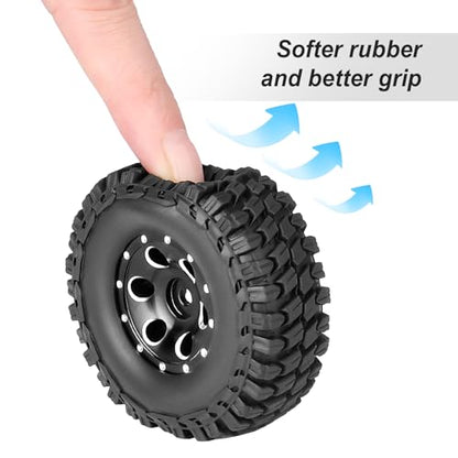 HobbyPark 1.0 Beadlock Wheels for TRX4M AX24 SCX24 FCX24 Enduro24 1/18 1/24 RC Crawler Car (Style C with Tires) - style: Style C with Tires