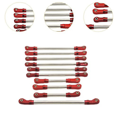 10 Pieces Steering Servo Link RC Car Pull Rod Metal Upgrade Linkage Model Parts Sturdy Construction Suitable for WLtoys 1/10 RC Truck, red - color: Red