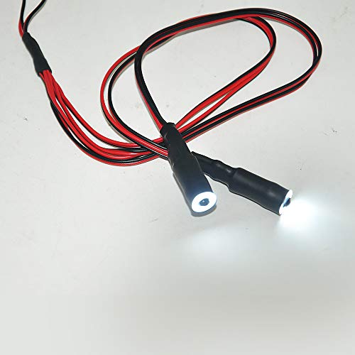 QUE-T 10mm 2 LEDs Angel Eyes & Demon Eyes LED Headlight/Back Light for 1:10 RC Model Crawler Cars(Full White, 10mm) - color: Full White, size: 10MM