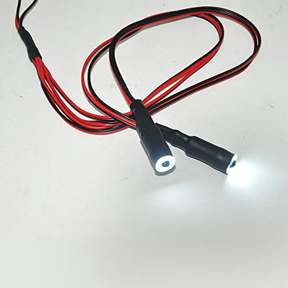 QUE-T 10mm 2 LEDs Angel Eyes & Demon Eyes LED Headlight/Back Light for 1:10 RC Model Crawler Cars(Full White, 10mm) - color: Full White, size: 10MM