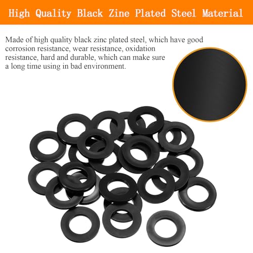Black M4 Flat Washers 700Pcs Carbon Steel Zinc-Plated Washers for Screws Bolts for Furniture Mechanical Repairs - color: Black-M4-700Pcs