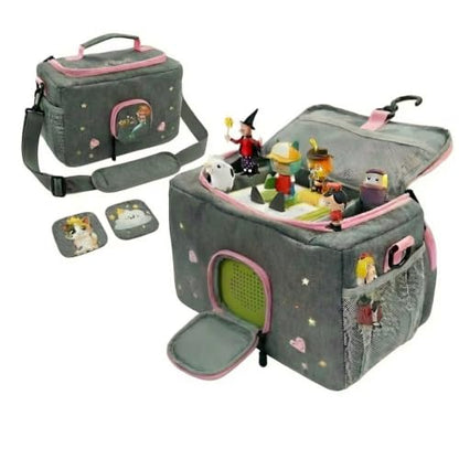 Tonie Carrying Case for Toniebox 1 2, Tonies Figures Storage, Polyester Multifunction Bag, Holds 30-40 Character Figurines & Accessories, 3 Design Patterns (Pink) - color: pink