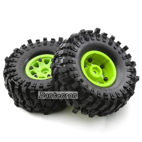 1.9 Rock Crawler Mud Tires and Plastic Wheels Rims OD 118mm 1/10 rc Rubber Grappler hubs Tyres with Foam for 1:10 Crawler Car Tamiya CC01 Traxxas TRX4 Axial SCX10 II RC4WD Gen8 4PCS (Green) - color: Green