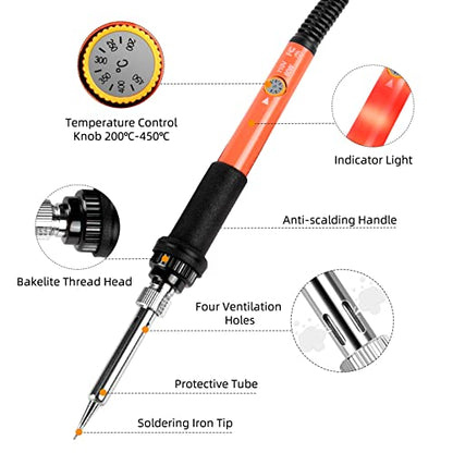 Soldering Iron, 60W 110V Adjustable Temperature Soldering Iron Pen, Portable Welding Tool, Fast Heating, for Electronic Repair, Jewelry, DIY - color: 60w Orange