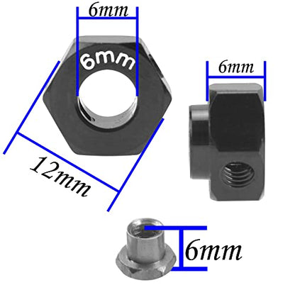 ShareGoo Aluminum RC 12mm Hex Extended Wheel Hex Hub Extension 6mm Offset Spacers Compatible with Traxxas TRX4 TRX6 1/10 RC Crawler (6mm, Black) - color: Black, size: 6mm