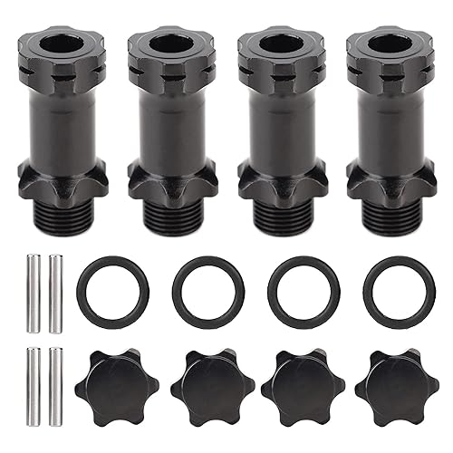 17mm Wheel Hex Hub RC Wheel Hex Drive Extension Hex Hub Adapter Wheel Hex Extension Wheel Hex Adapter for 1/8 Scale RC Cars Trucks and Upgrade Tires (Black) - color: Black