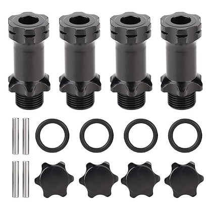 17mm Wheel Hex Hub RC Wheel Hex Drive Extension Hex Hub Adapter Wheel Hex Extension Wheel Hex Adapter for 1/8 Scale RC Cars Trucks and Upgrade Tires (Black) - color: Black