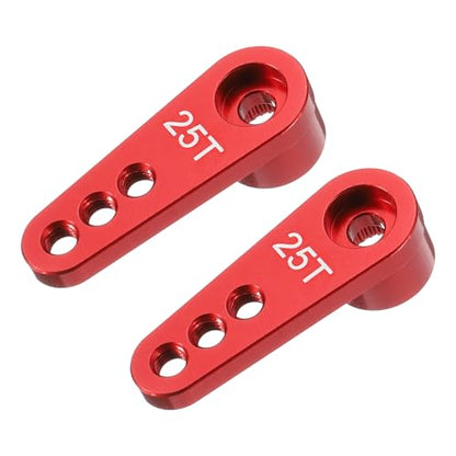 MECCANIXITY Aluminum Alloy 25T Steering Servo Single Arm Horn Red for DIY RC Car/Boat/Airplane Boat Accessories 2 Pcs - color: Red